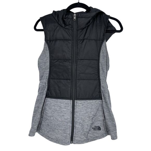 The North Face Women's Vest Small Gray & Black Stretch Full Zip Hooded Pockets - Picture 3 of 10